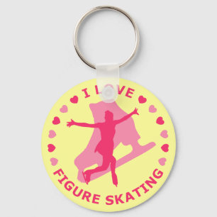I Love Figure Skating Keychain