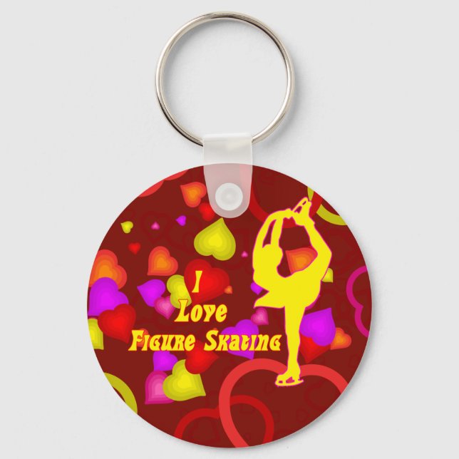 I Love Figure Skating Retro Keychain (Front)