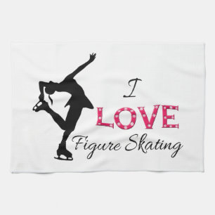 I LOVE Figure Skating, Snowflakes & Skater Kitchen Towel
