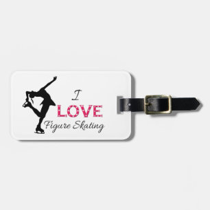 I LOVE Figure Skating, Snowflakes & Skater Luggage Tag