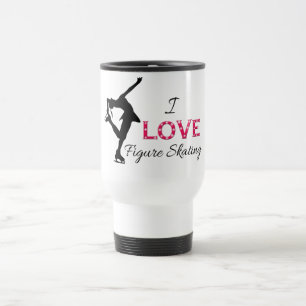 I LOVE Figure Skating, Snowflakes & Skater Travel Mug