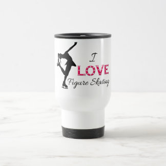 I LOVE Figure Skating, Snowflakes & Skater Travel Mug