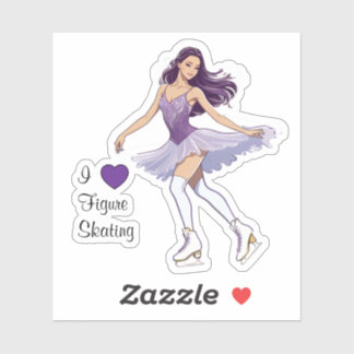 I Love Figure Skating Sticker Custom Cut Sticker