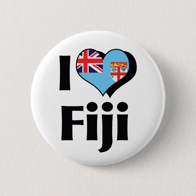 I Love Fiji Flag 2 Inch Round Button (Front)