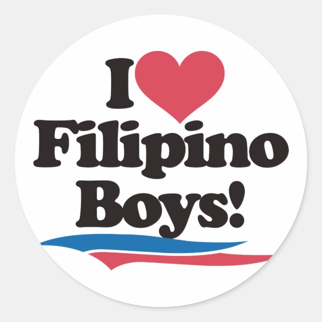I Love Filipino Boys Classic Round Sticker (Front)