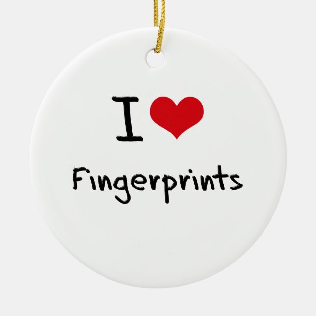 I Love Fingerprints Ceramic Ornament (Front)