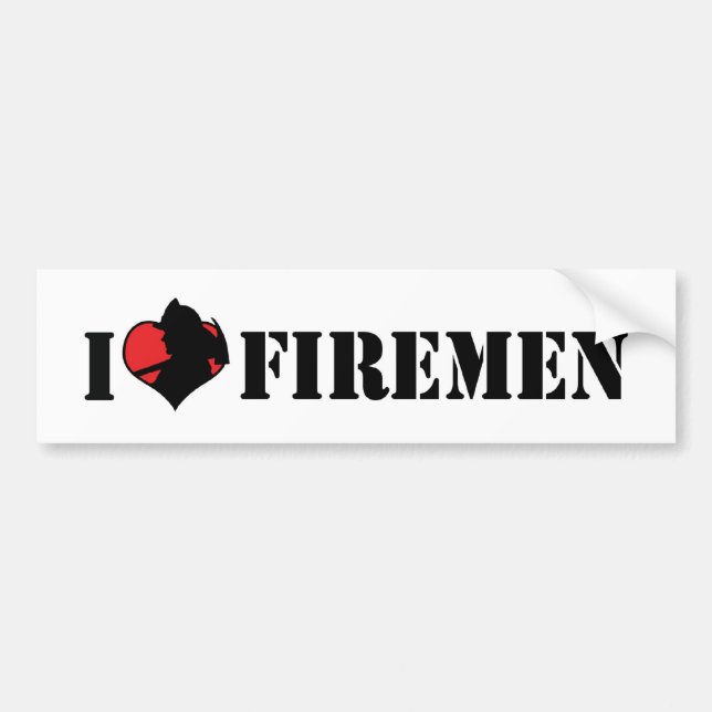 I Love Firemen Bumper Sticker (Front)