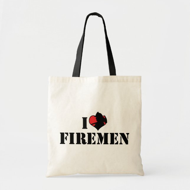 I Love Firemen Tote Bag (Front)