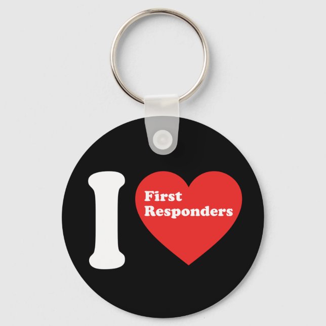 I Love First Responders Keychain (Front)
