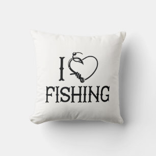 I Love Fishing Throw Pillow
