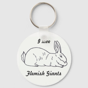 I Love Flemish Giants Rabbit Keychain