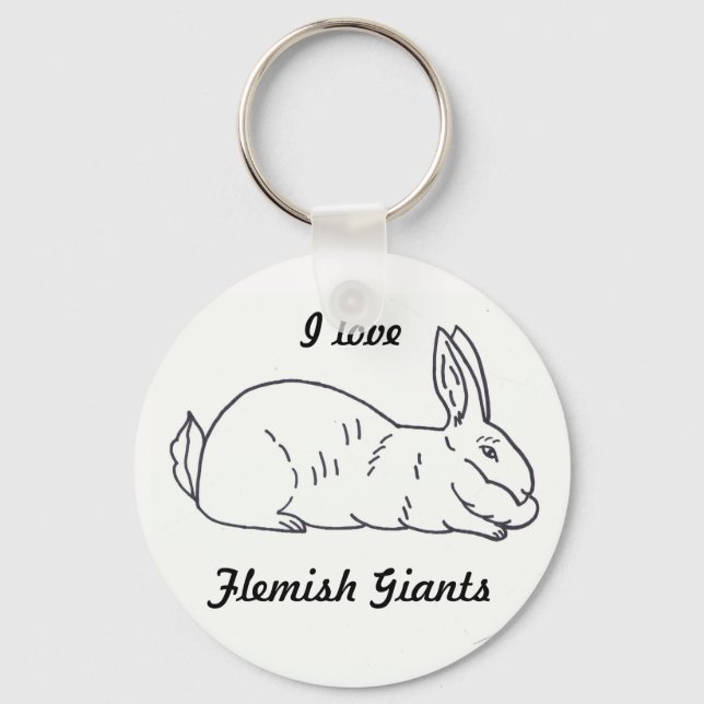 I Love Flemish Giants Rabbit Keychain (Front)