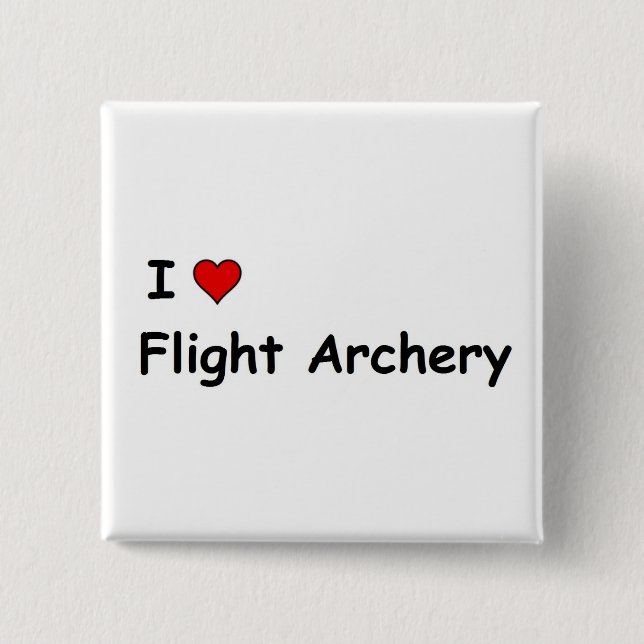 I Love Flight Archery 2 Inch Square Button (Front)