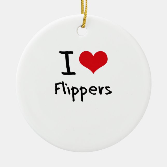 I Love Flippers Ceramic Ornament (Front)