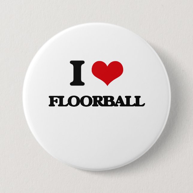 I Love Floorball 3 Inch Round Button (Front)