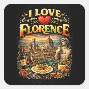 I Love Florence Square Sticker