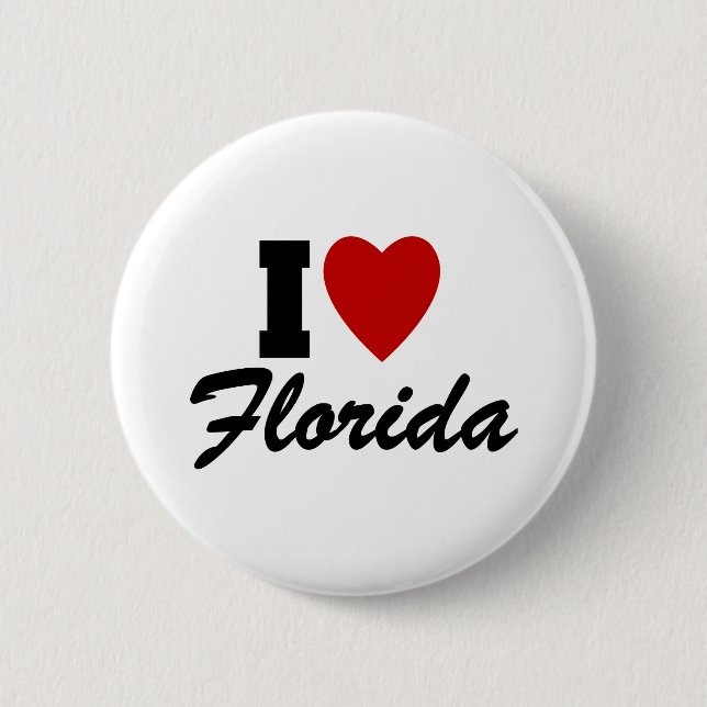 I Love Florida 2 Inch Round Button (Front)