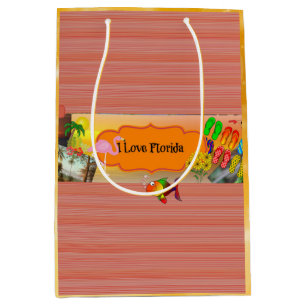 I Love Florida, Colourful Collage Medium Gift Bag