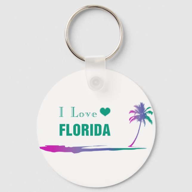 I Love Florida Colourful Green Keychain (Front)