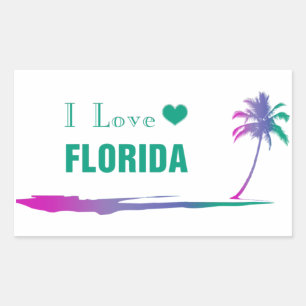 I Love Florida Colourful Green Rectangular Sticker