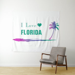 I Love Florida Colourful Green Tapestry