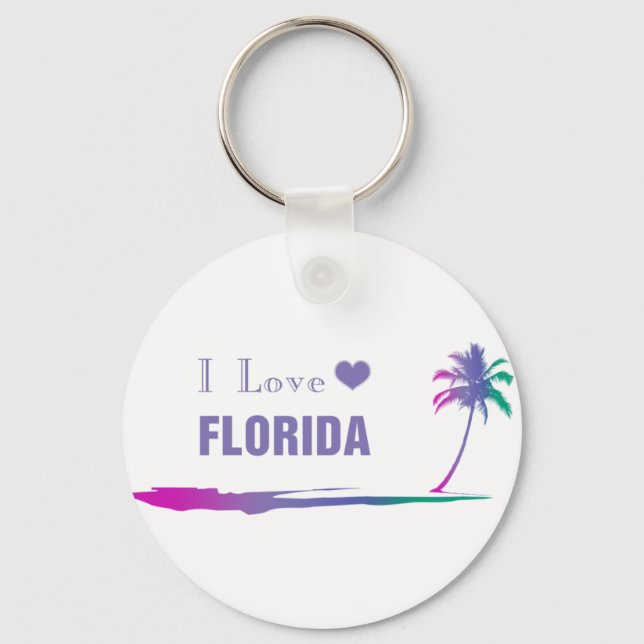 I Love Florida Colourful Purple Keychain (Front)