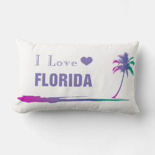 I Love Florida Colourful Purple Lumbar Pillow