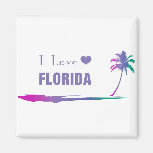 I Love Florida Colourful Purple Magnet (Front)