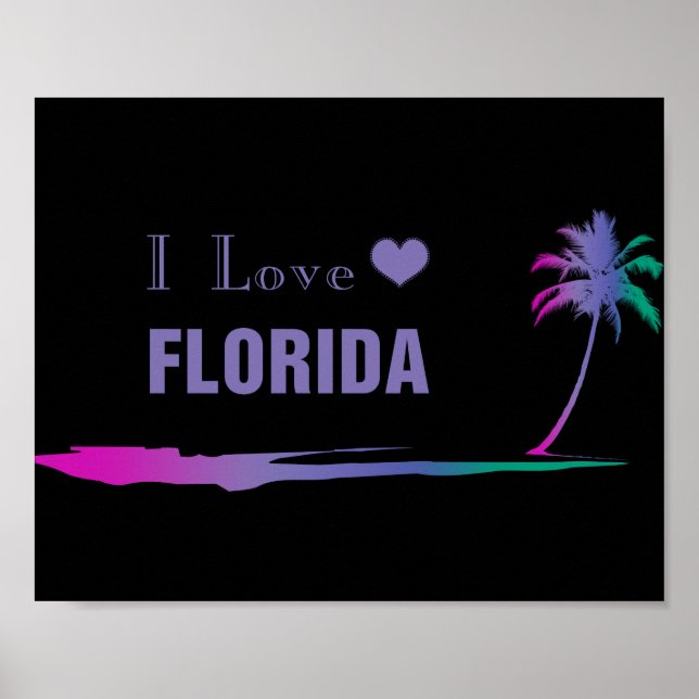 I Love Florida Colourful Purple Poster (Front)