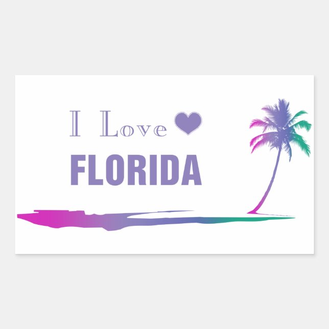 I Love Florida Colourful Purple Sticker (Front)