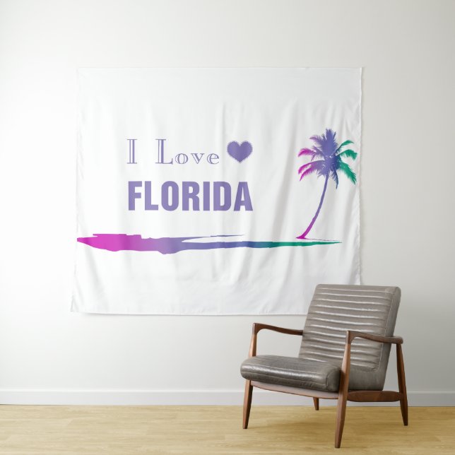 I Love Florida Colourful Purple Tapestry (In Situ (Horizontal))