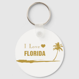 I Love Florida Gold Keychain