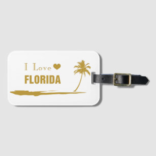 I Love Florida Gold Luggage Tag