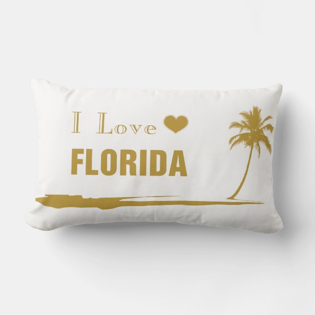I Love Florida Gold Lumbar Pillow (Front)
