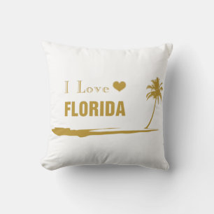 I Love Florida Gold Throw Pillow