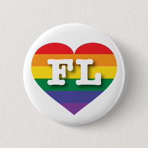 I Love Florida Rainbow Heart 2 Inch Round Button