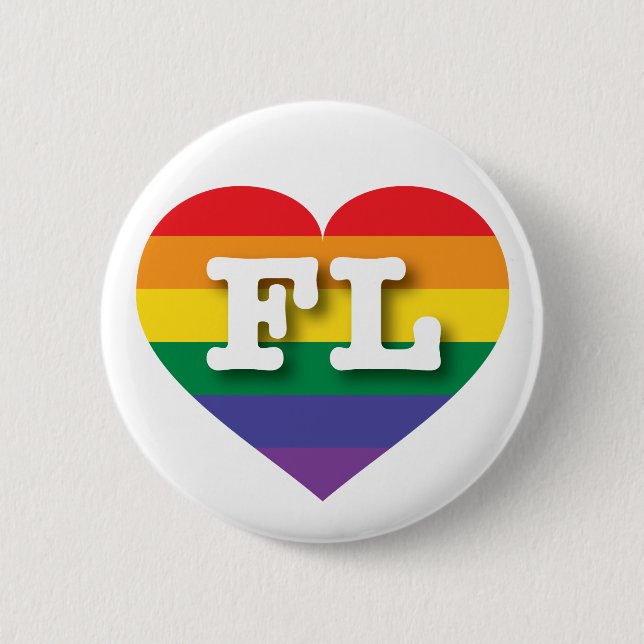 I Love Florida Rainbow Heart 2 Inch Round Button (Front)