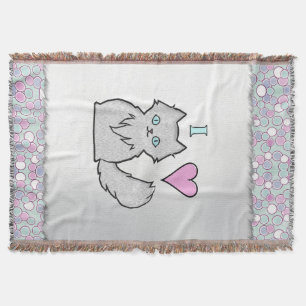 I Love Fluffy White Kitties Throw Blanket