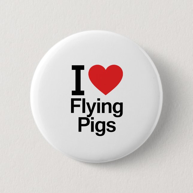 I Love Flying Pigs 2 Inch Round Button (Front)