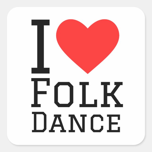 I love folk dance square sticker (Front)