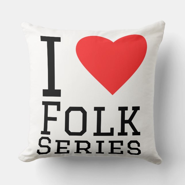 I love folk series throw pillow (Front)