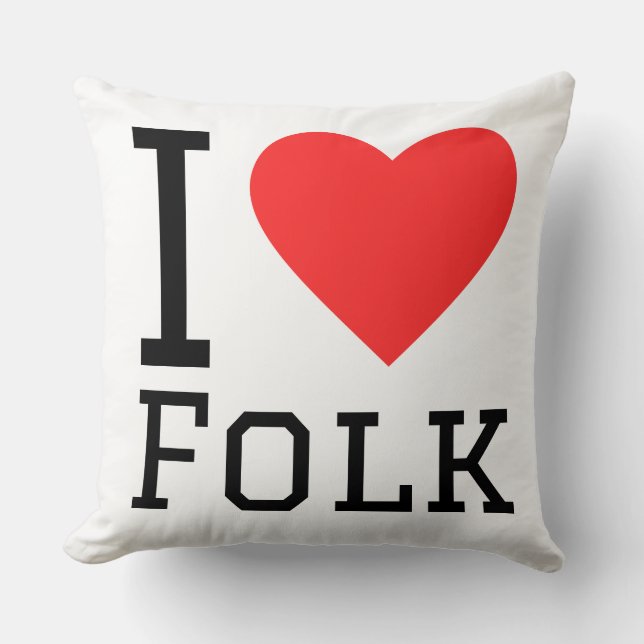 I love folk throw pillow (Front)