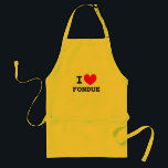 I love fondue | Funny custom i heart food aprons<br><div class="desc">I love fondue | Funny custom i heart food aprons for men and women. Personalized template design. Trendy kitchen aprons in Yellow, Beige and White. Cute Birthday or Holiday gift idea for chef cook, mom, dad, wife, husband, boyfriend, girlfriend, friend etc. Fun cooking accessory for dinner party. make your own...</div>