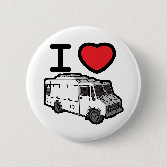 I Love Food Trucks! 2 Inch Round Button (Front)