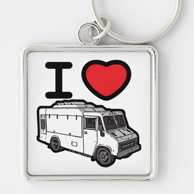 I Love Food Trucks! Keychain (Front)