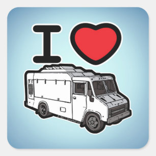I Love Food Trucks! Square Sticker
