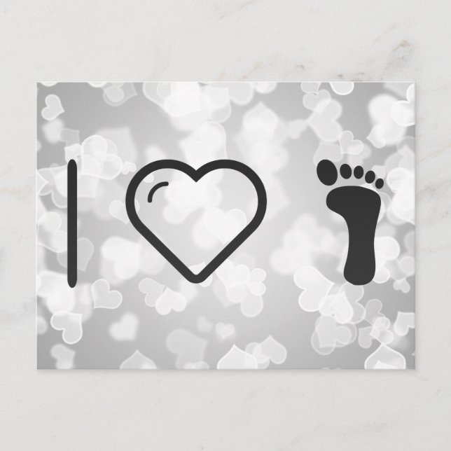 I Love Foot Prints Postcard (Front)