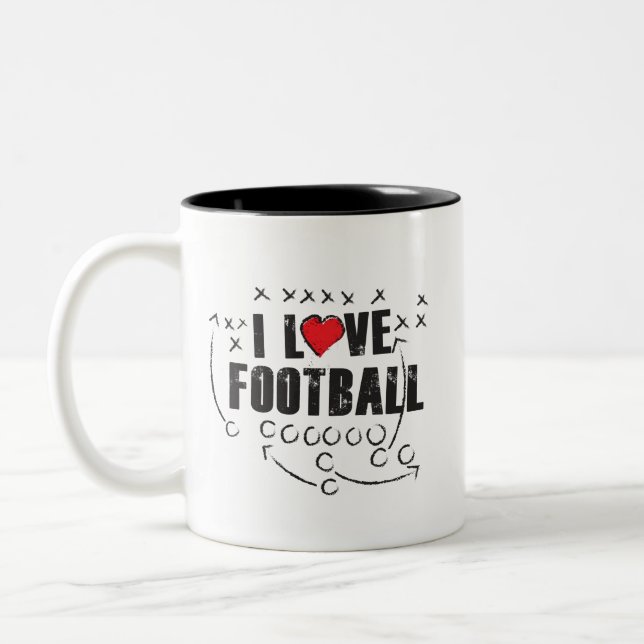 I Love Football - Black 11 oz Two-Tone Mug (Left)