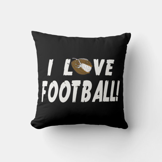 I Love Football  For Men Women Football Sport Gift Throw Pillow (Front)