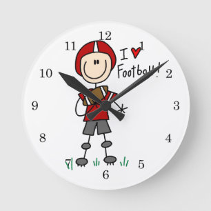 I Love Football Round Clock